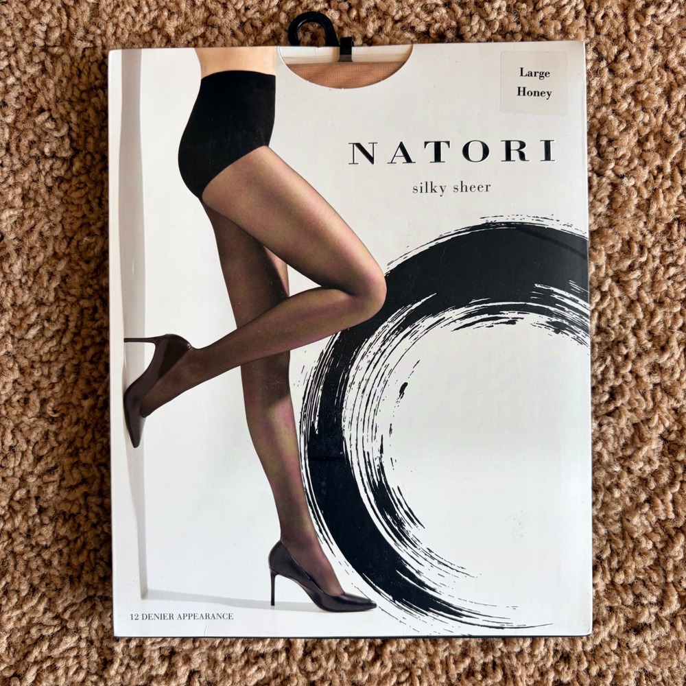 Natori Silky Sheer Control Top Pantyhose Large Honey 12 Denier NEW NWT